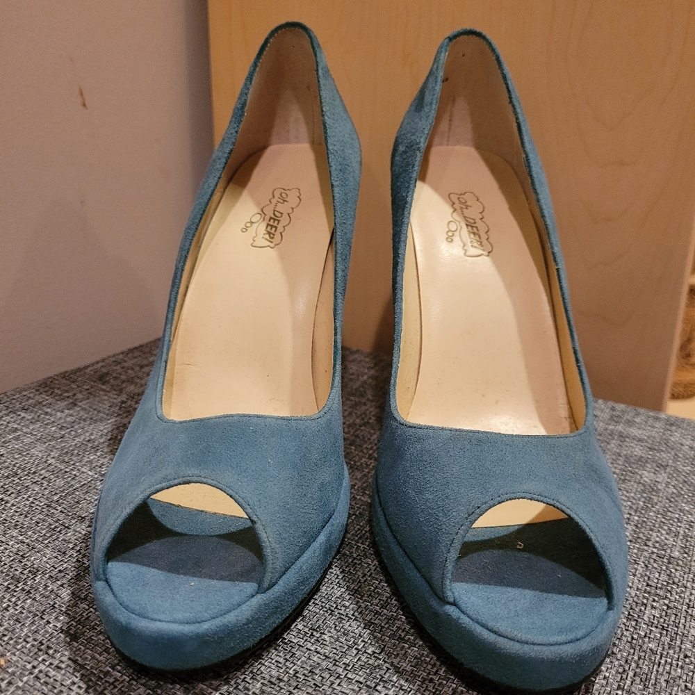 Oh...Deer! blue suede high heels